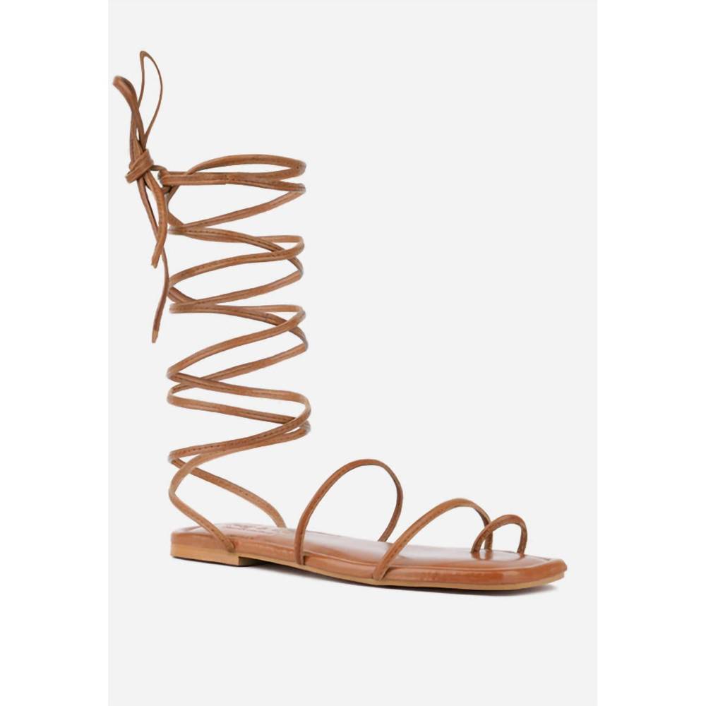 NEW RAG COMPANY women amatha essential toe ring summer leather flats in tan